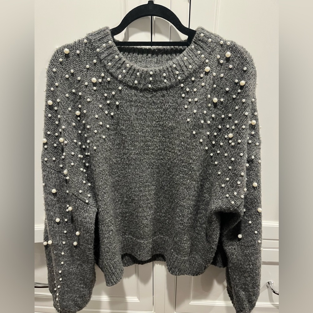 Aqua Bloomingdales Exclusive Pearl Sweater View 3
